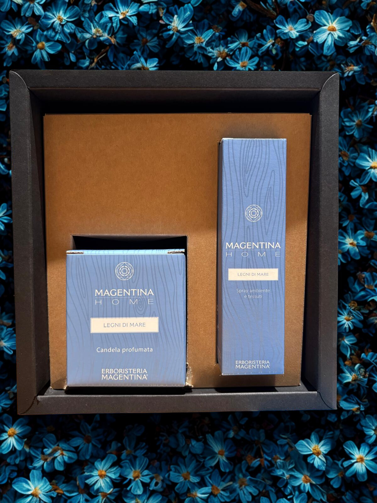 kit magentina home candela + spray ambiente legni di mare