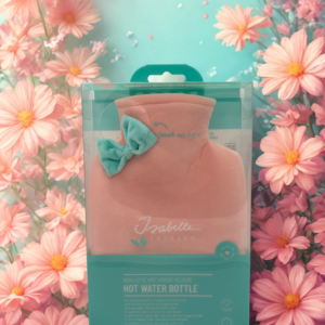 borsa dell'acqua calda rosa con fiocco verde