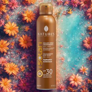 isolari spray trasparente solare viso corpo spf30